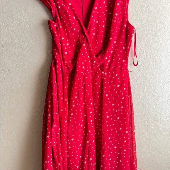 July 4 Dress Stars Print Wrap Dress ALine Waist Midi Sz 16 DressBarn Vintage - Picture 4 of 8